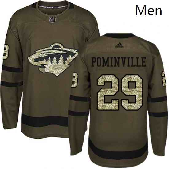 Adidas Minnesota Wild 29 Jason Pominville Green Salute to Service Stitched NHL Jersey